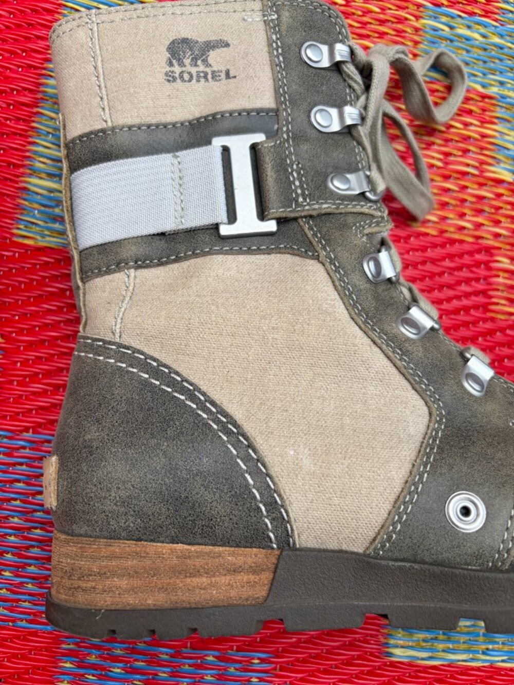 Sorel Major Carly Boots Fossil Verdant Combat Military Lace-Up | Women's Size 7 - Picture 9 of 14